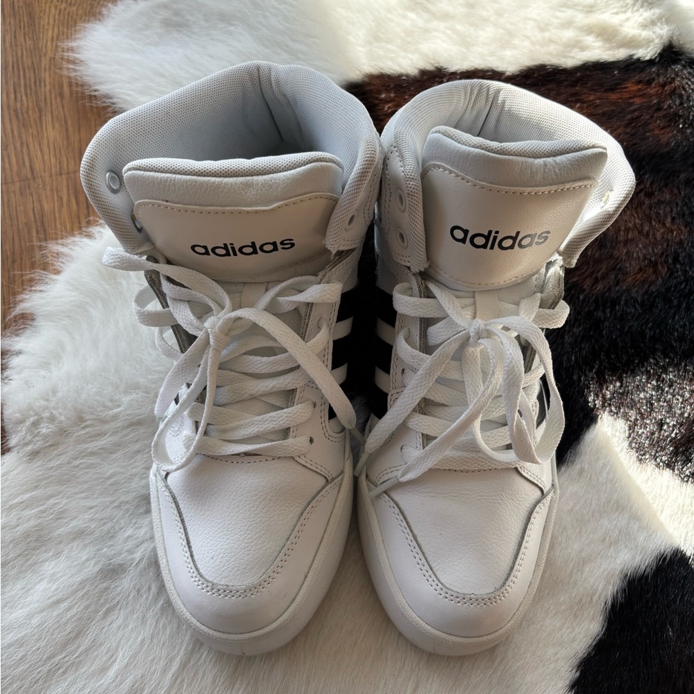 Adidas White and Black High-Top Sneakers
